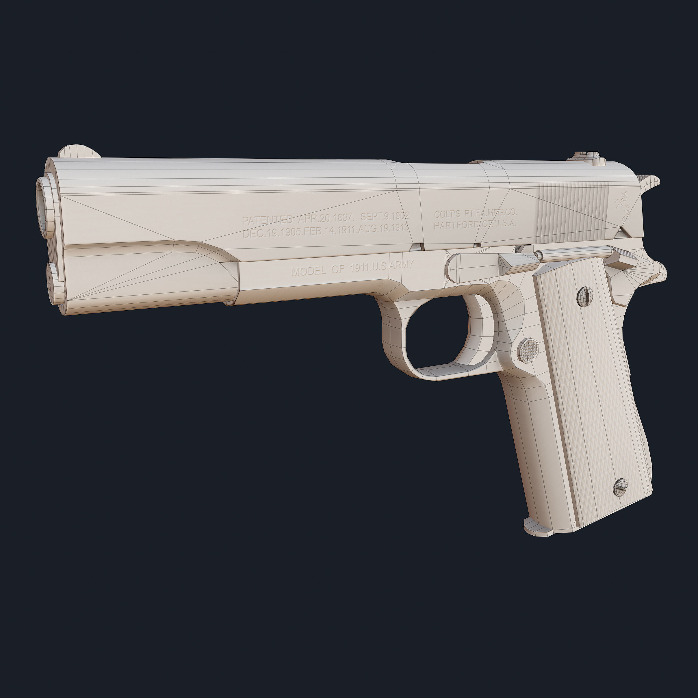 Colt M1911  Low-poly 3D model_6