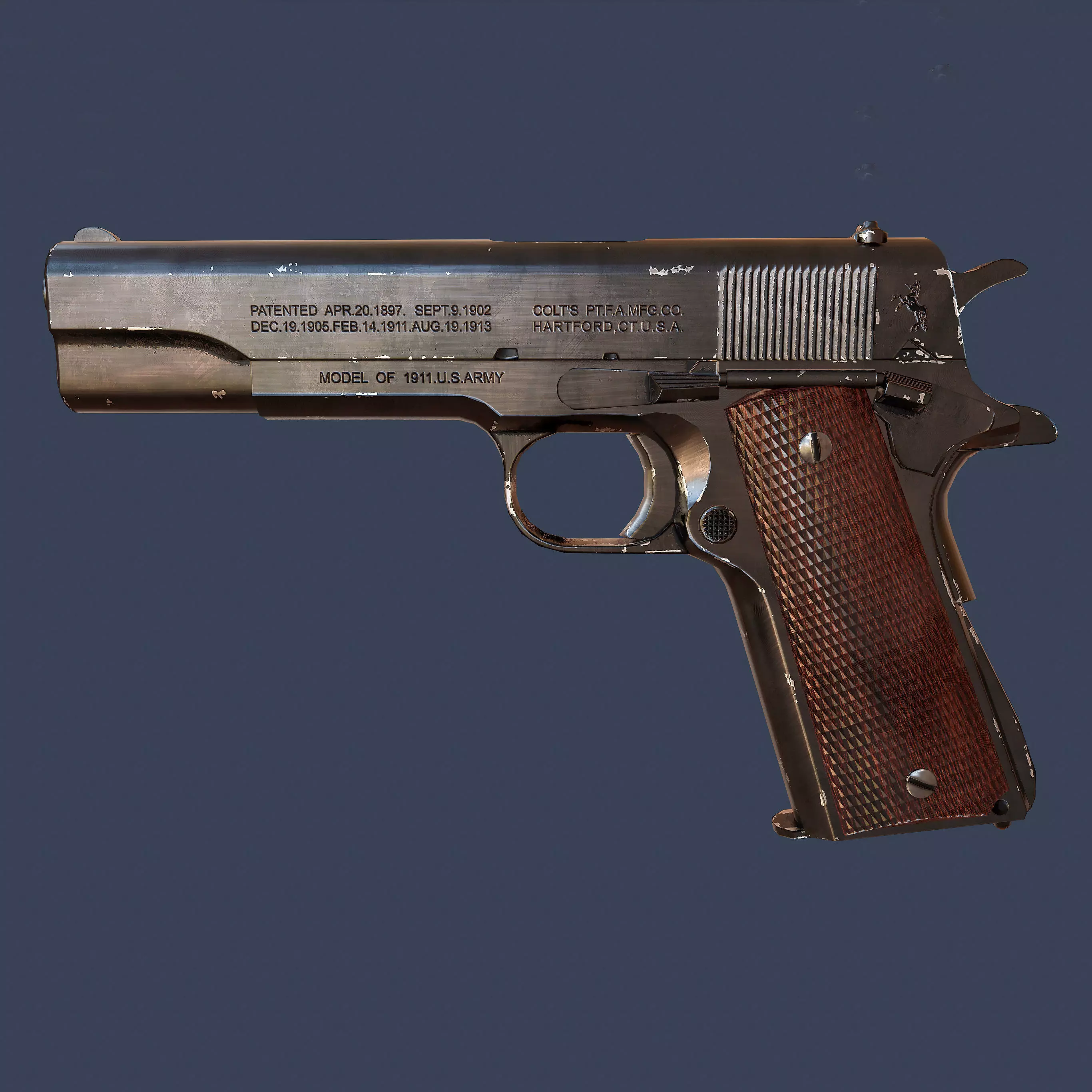 Colt M1911  Low-poly 3D model_0