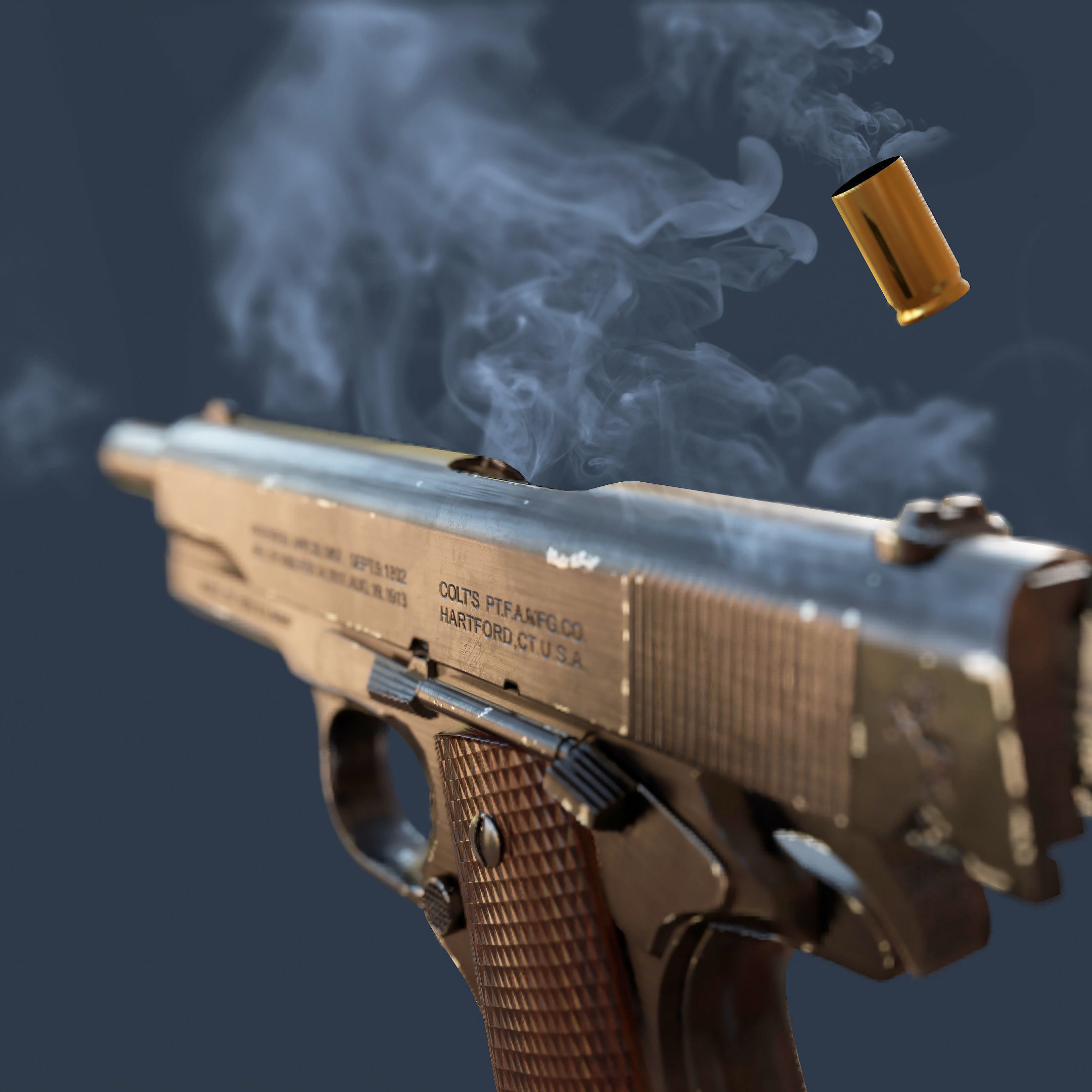 Colt M1911  Low-poly 3D model_3