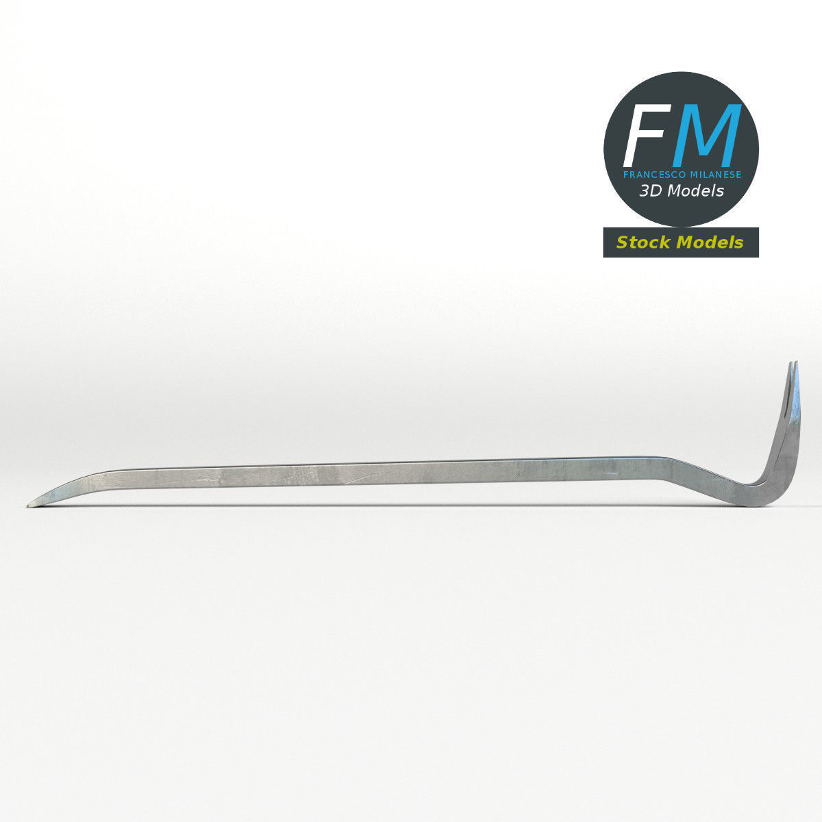 Crowbar metal tool 3D model_4