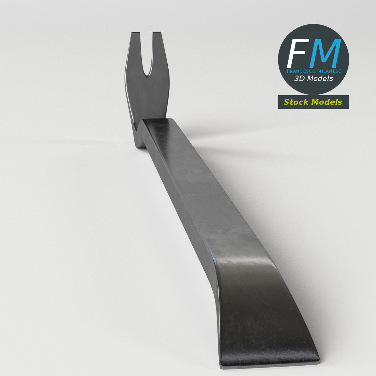Crowbar metal tool 3D model_5