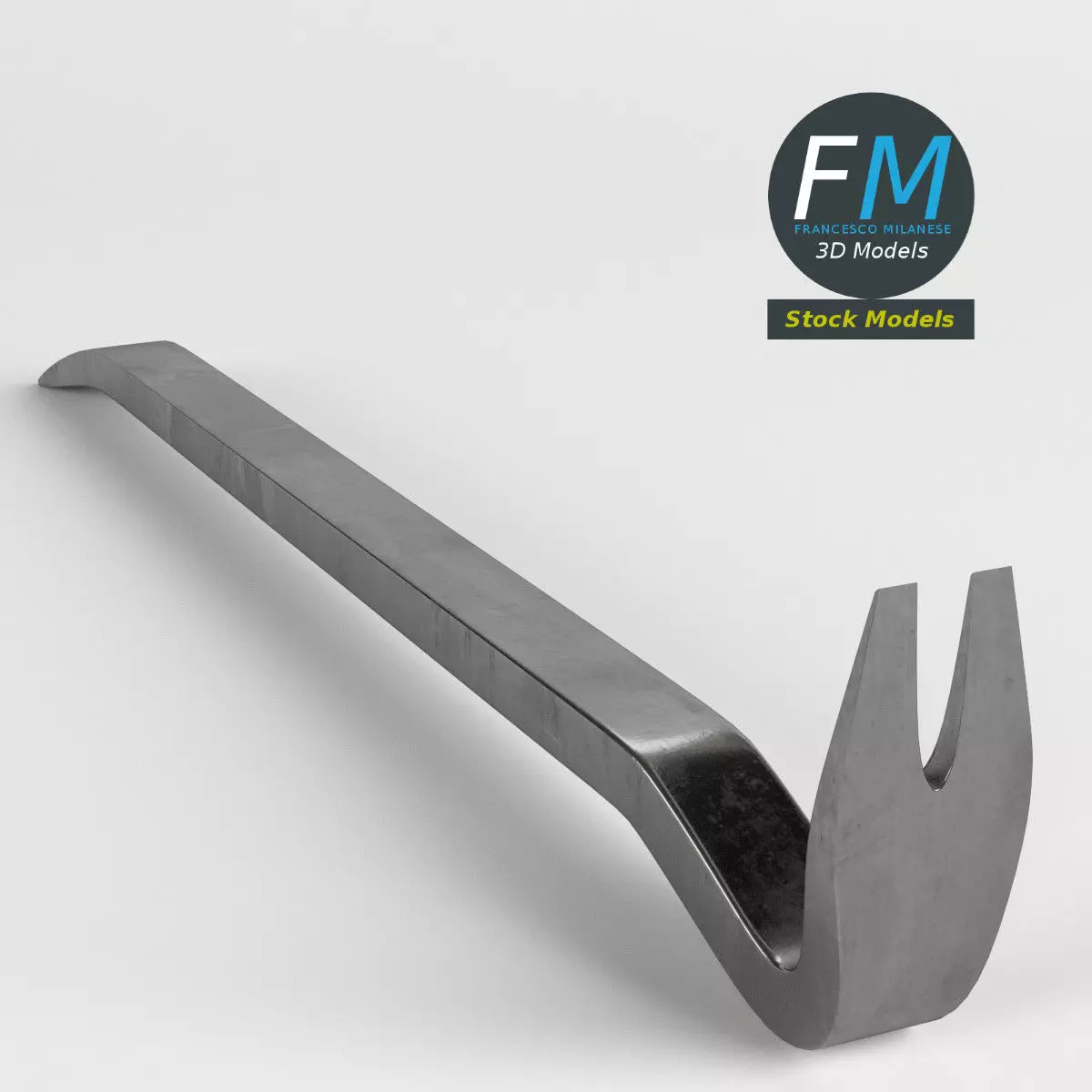Crowbar metal tool 3D model_0