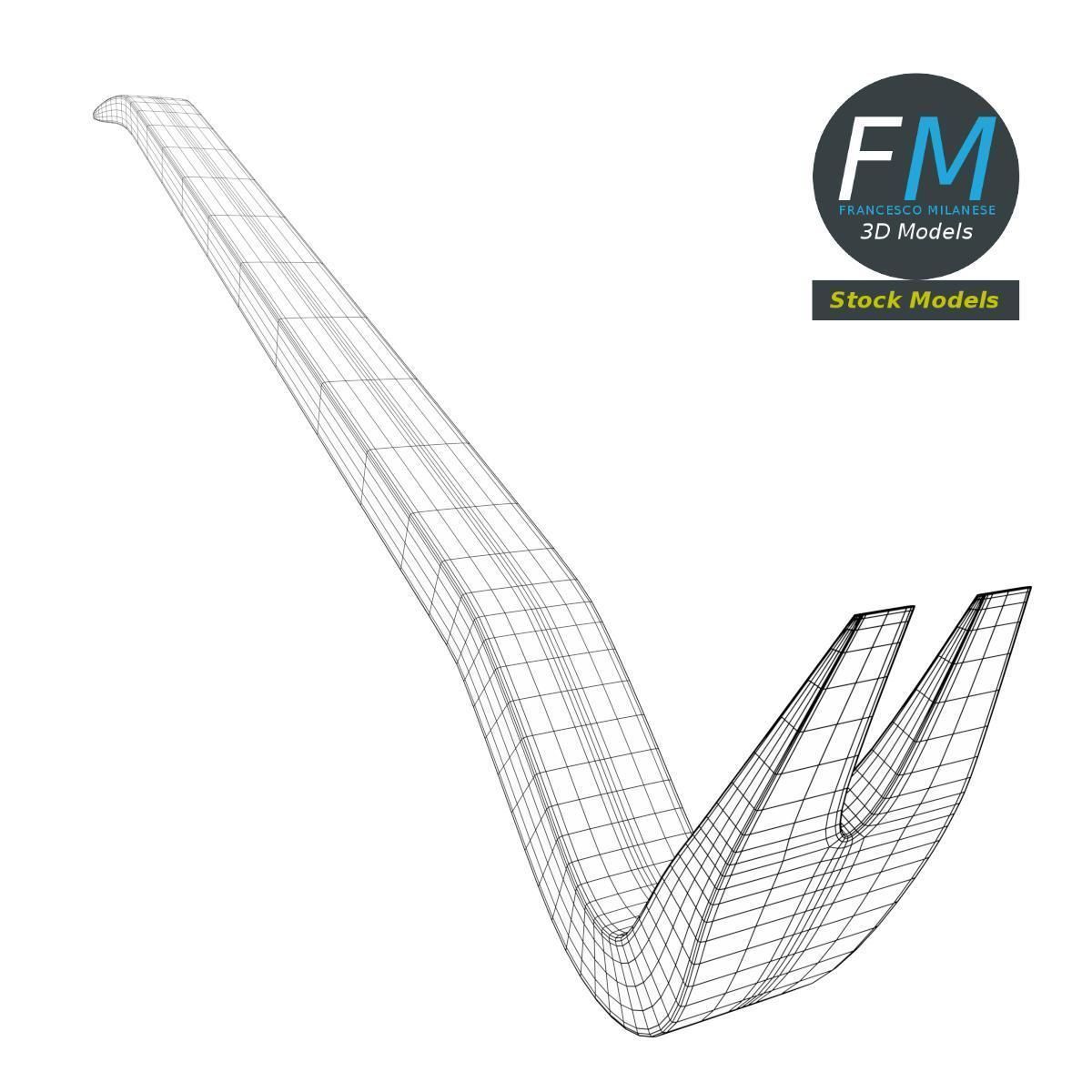 Crowbar metal tool 3D model_7