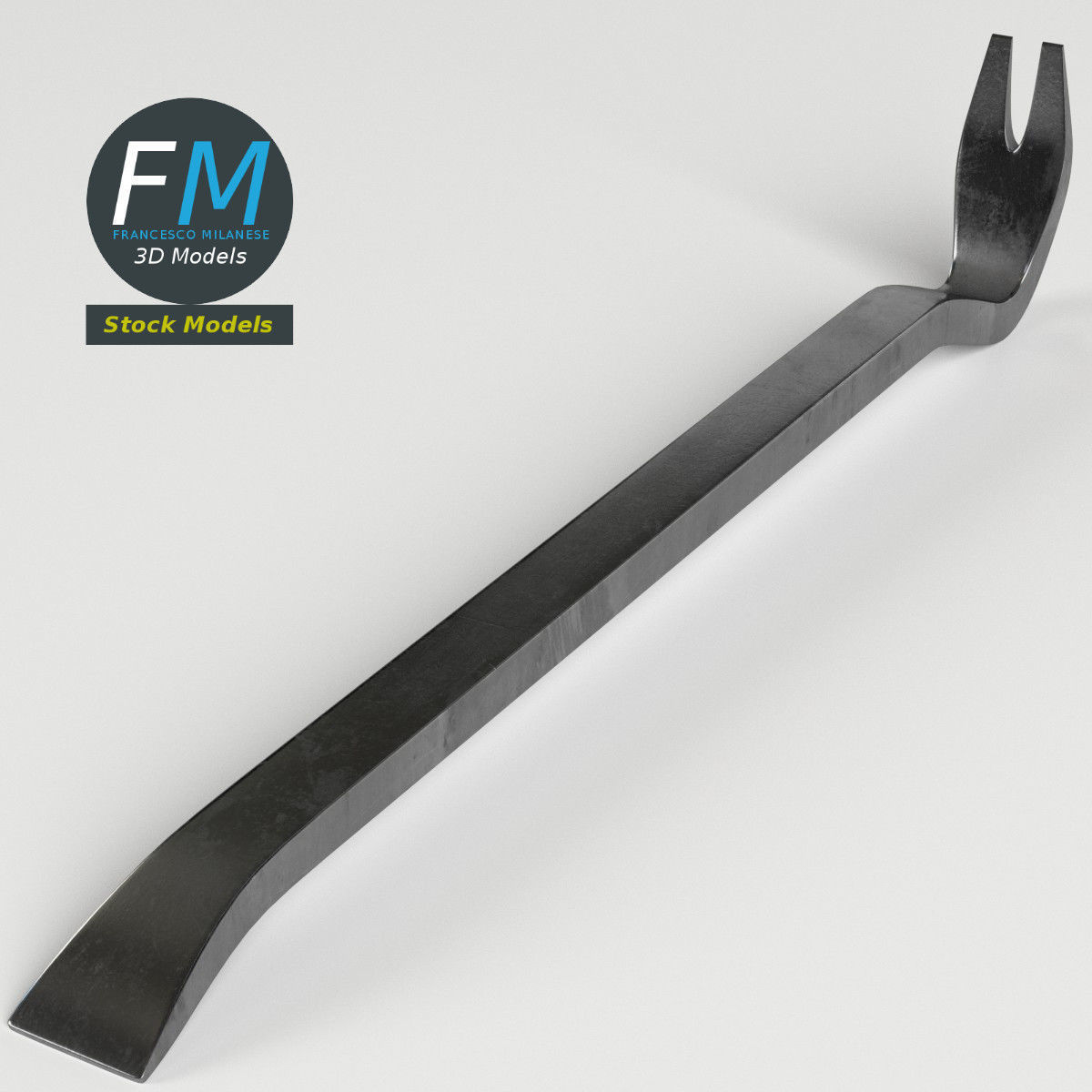 Crowbar metal tool 3D model_2