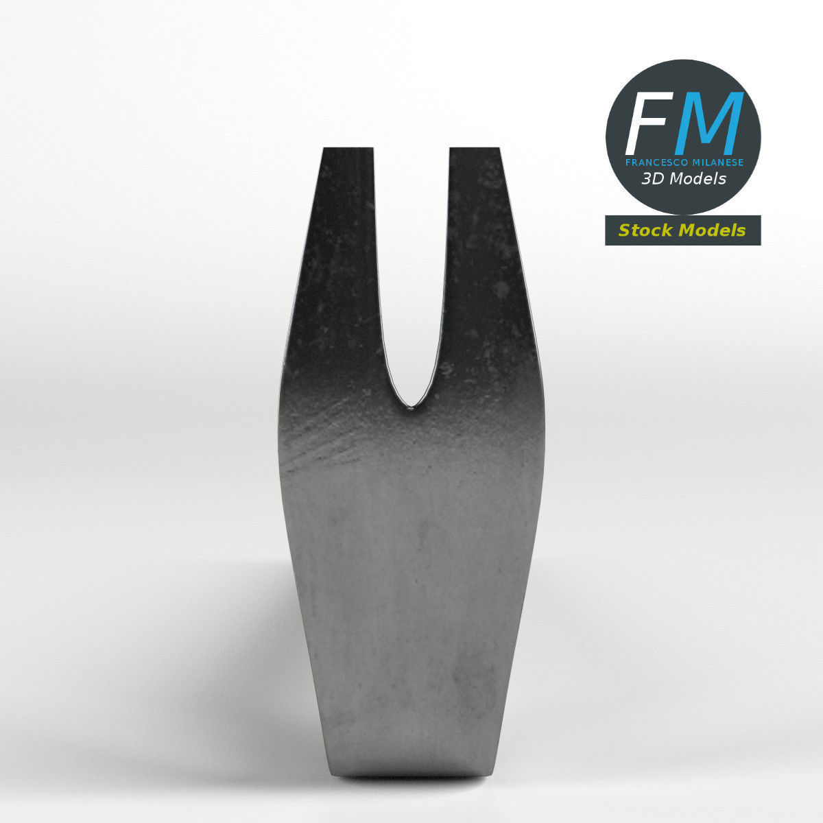 Crowbar metal tool 3D model_3