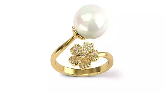 Floral Bypass Ring 3D print model