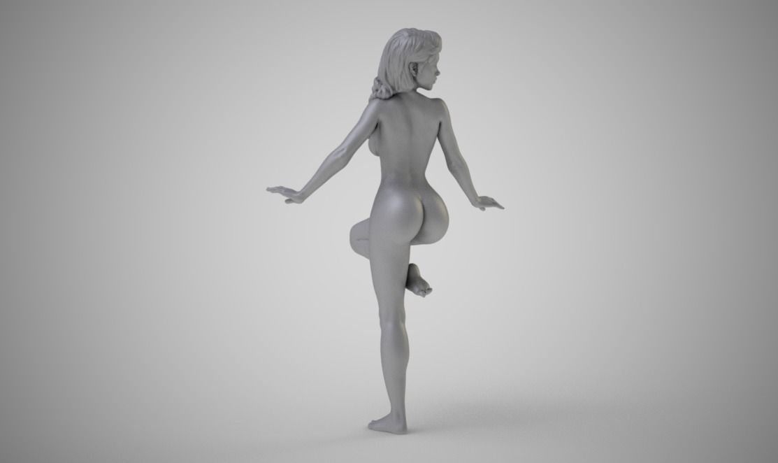 Nymph bronze statue of woman 3D print model_2