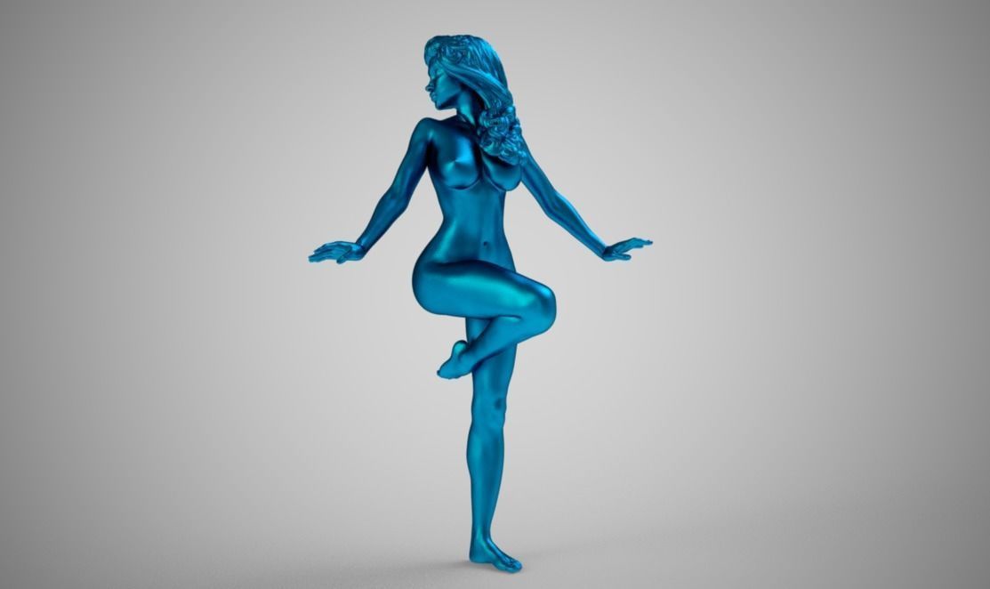 Nymph bronze statue of woman 3D print model_7