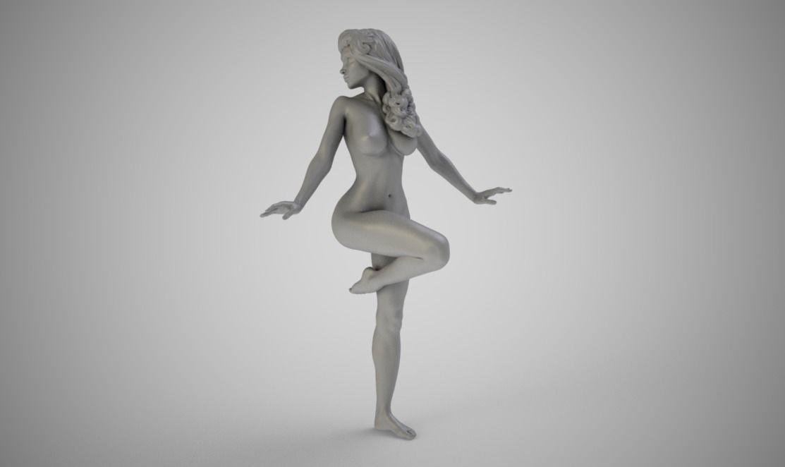 Nymph bronze statue of woman 3D print model_1