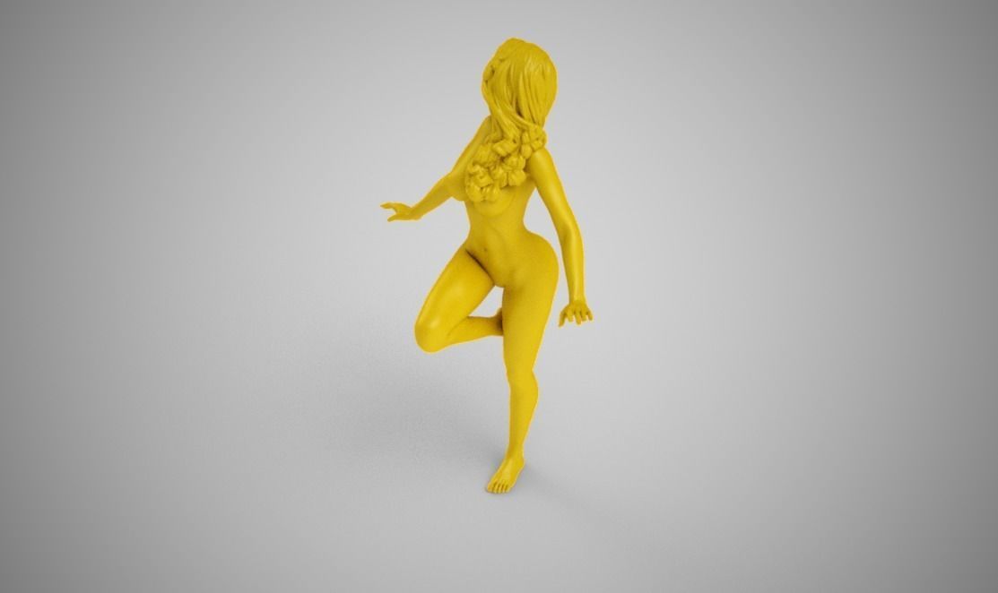 Nymph bronze statue of woman 3D print model_13