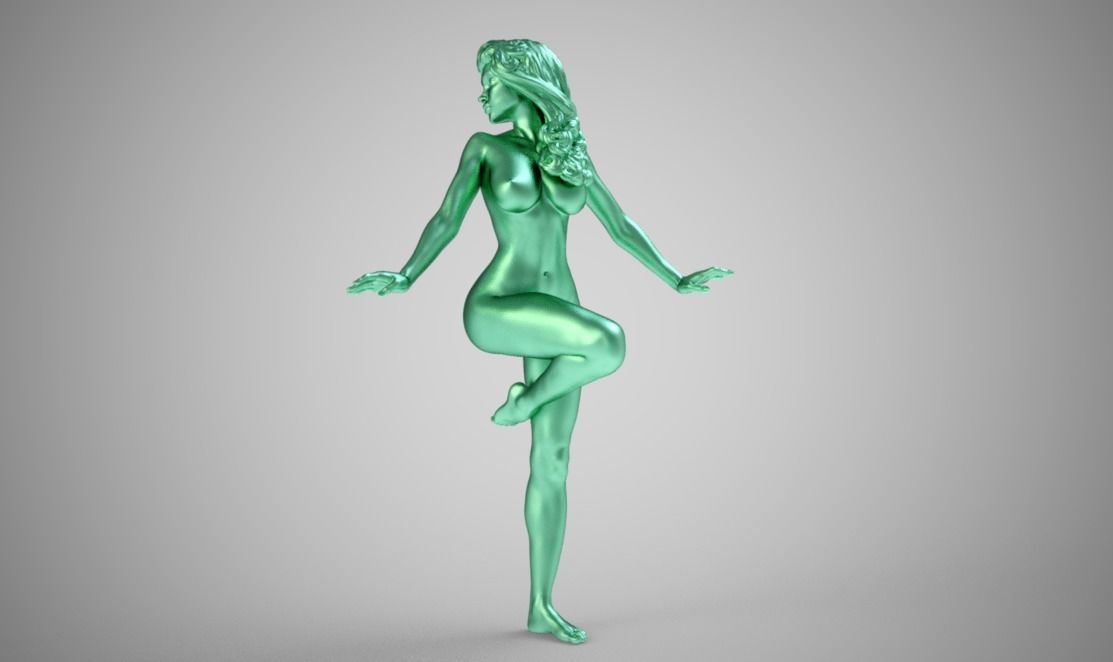 Nymph bronze statue of woman 3D print model_8