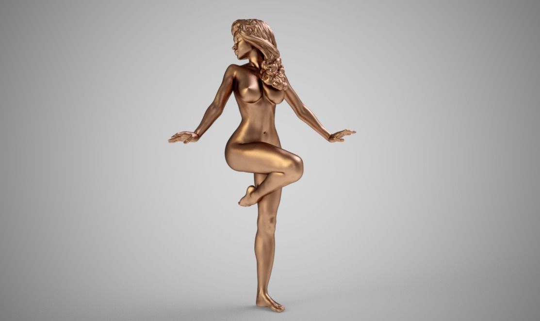 Nymph bronze statue of woman 3D print model_6