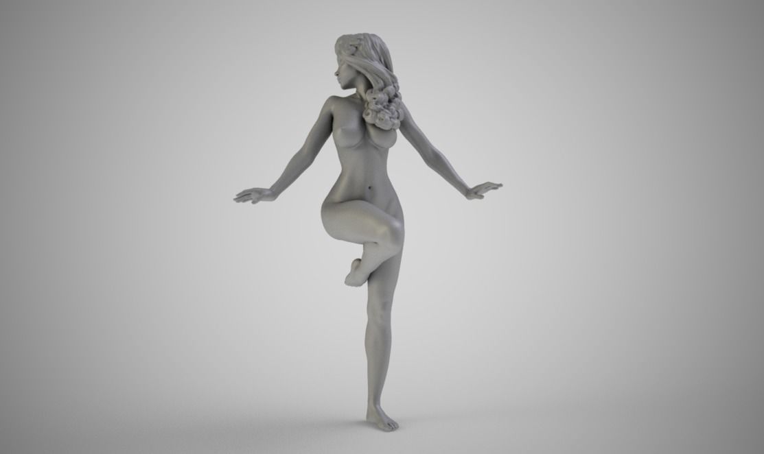 Nymph bronze statue of woman 3D print model_4