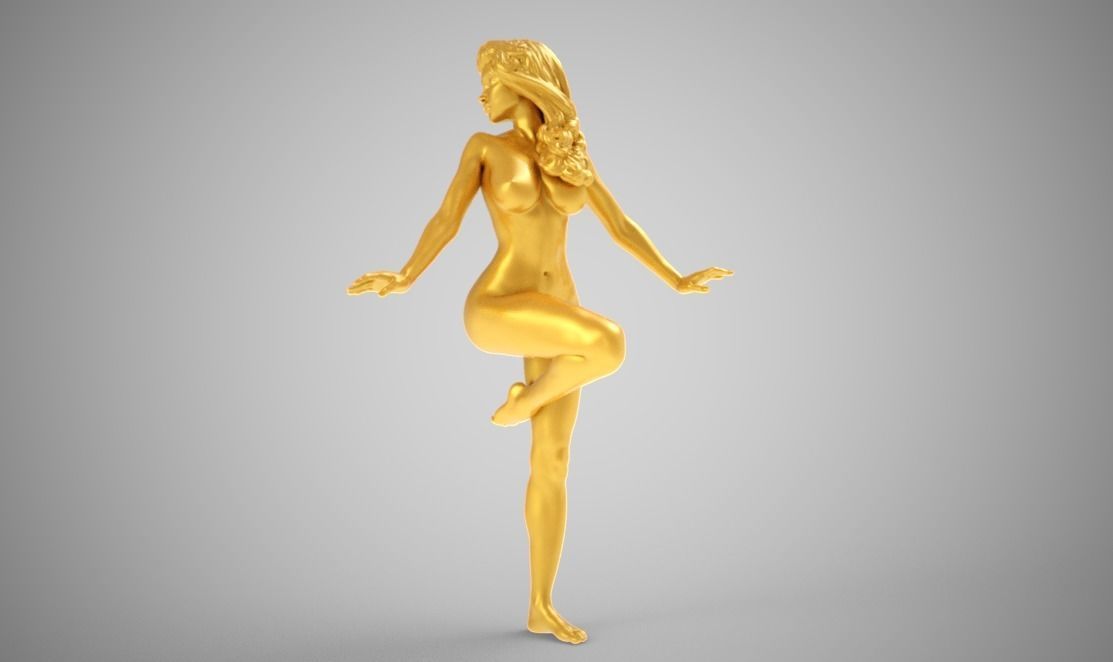 Nymph bronze statue of woman 3D print model_9