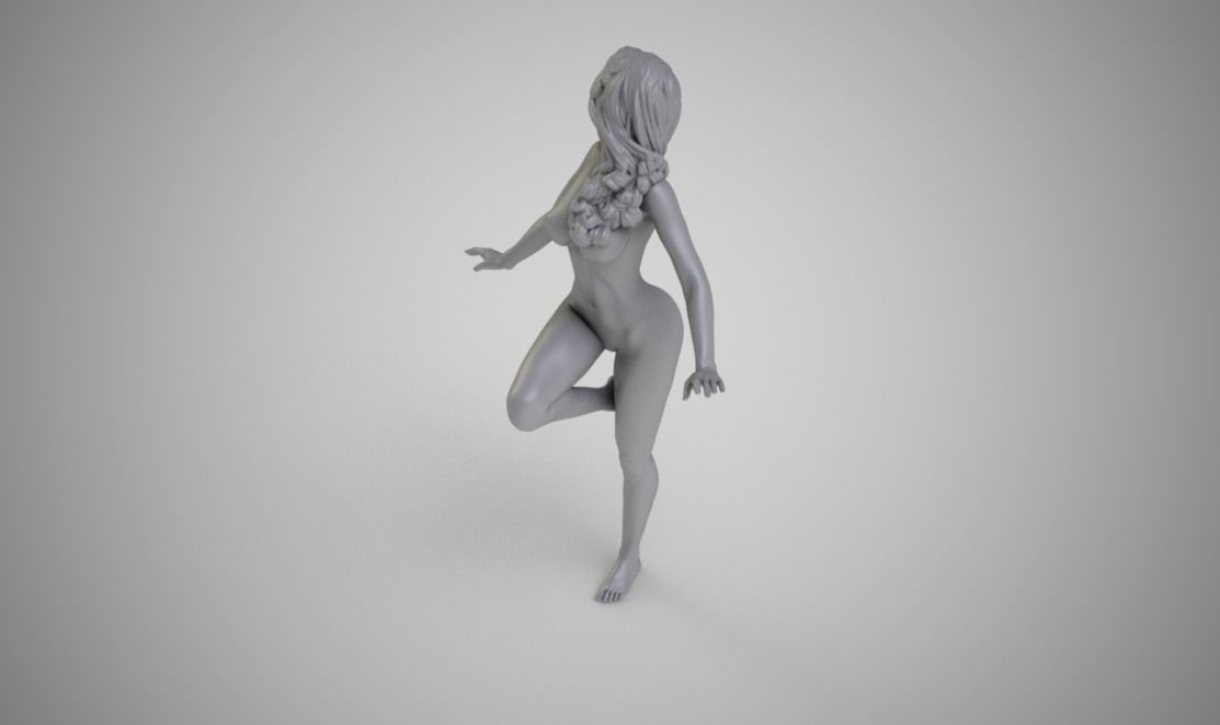 Nymph bronze statue of woman 3D print model_3