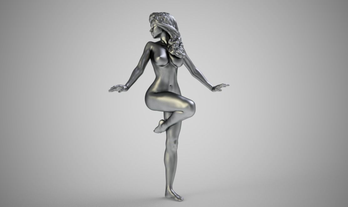 Nymph bronze statue of woman 3D print model_5