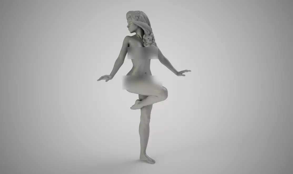 Nymph bronze statue of woman 3D print model_0