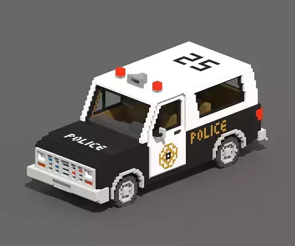 Voxel Police SUV Low-poly 3D model