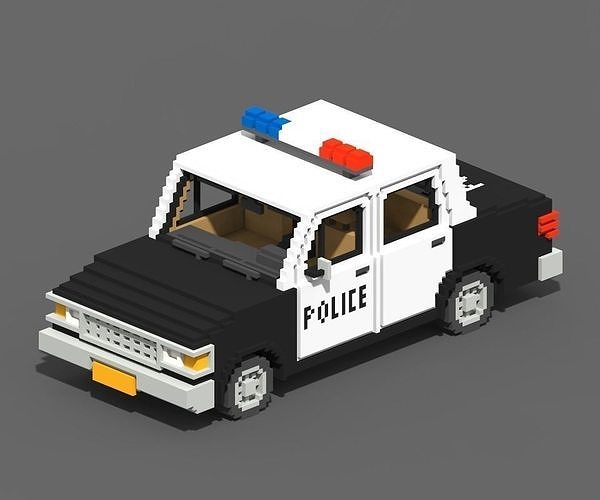 Voxel Police Car Low-poly 3D model