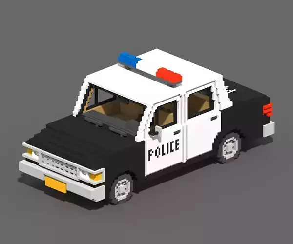 Voxel Police Car Low-poly 3D model