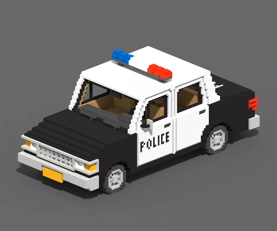 Voxel Police Car Low-poly 3D model