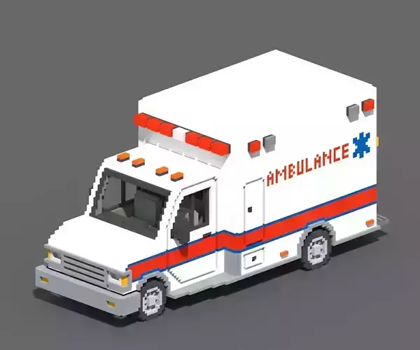 Voxel Ambulance  Low-poly 3D model