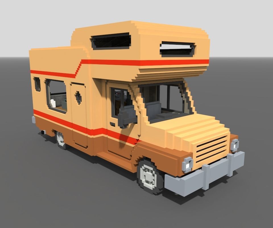 Voxel Motorhome Low-poly 3D model_5
