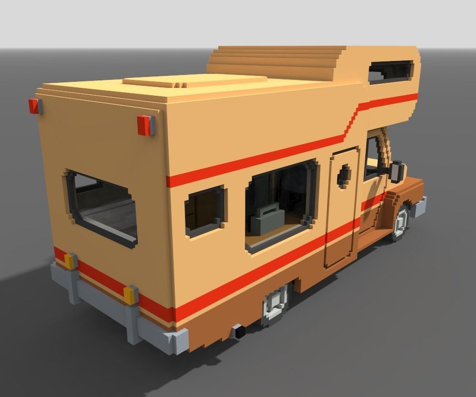 Voxel Motorhome Low-poly 3D model_6