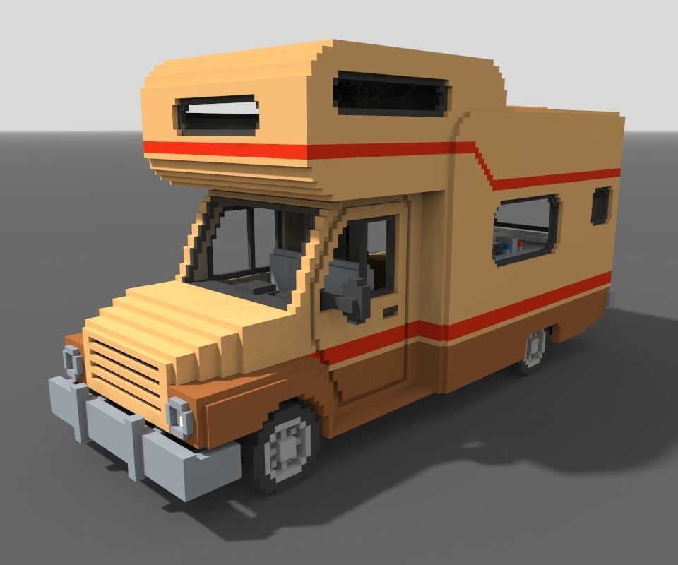 Voxel Motorhome Low-poly 3D model_4
