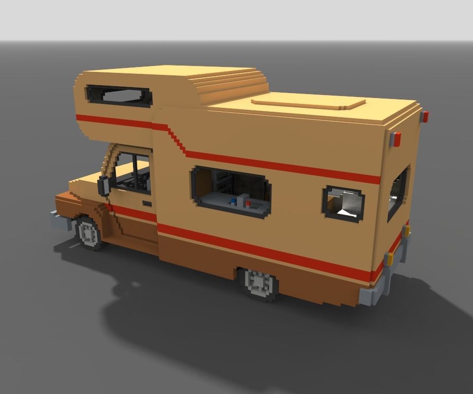 Voxel Motorhome Low-poly 3D model_7