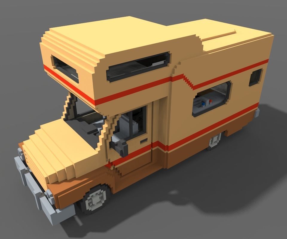 Voxel Motorhome Low-poly 3D model_8