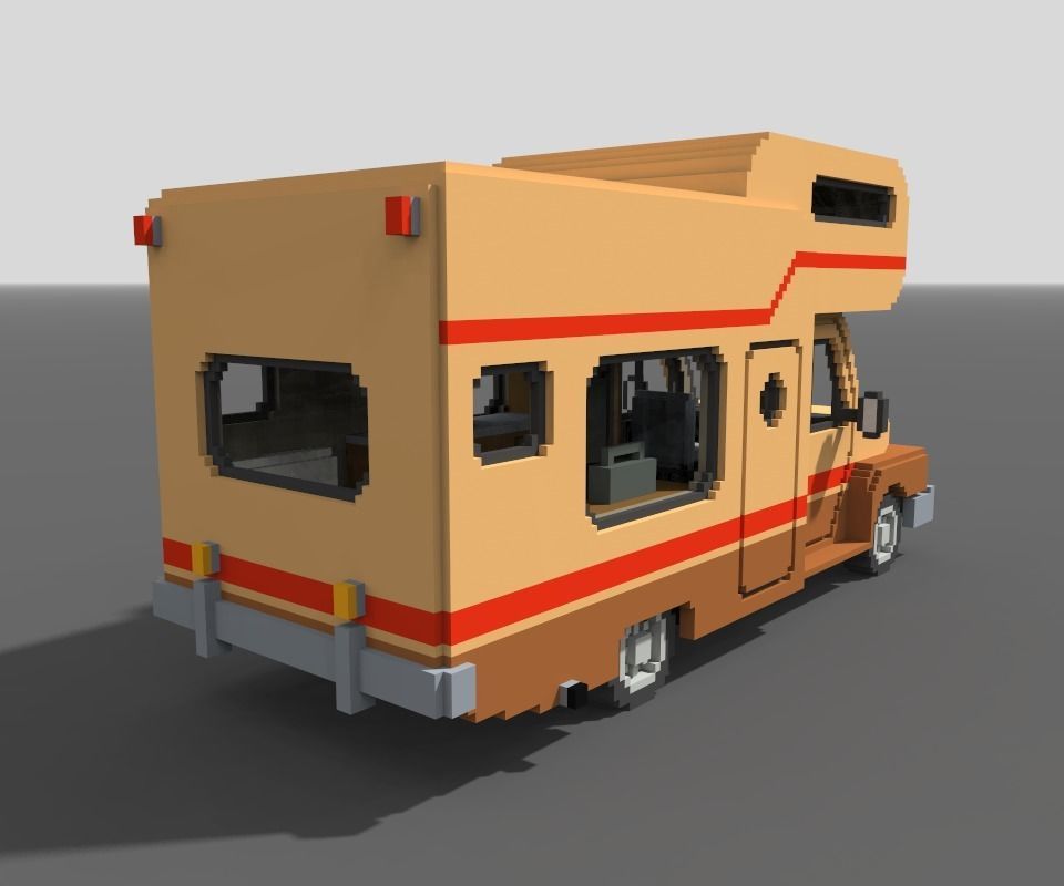 Voxel Motorhome Low-poly 3D model_10
