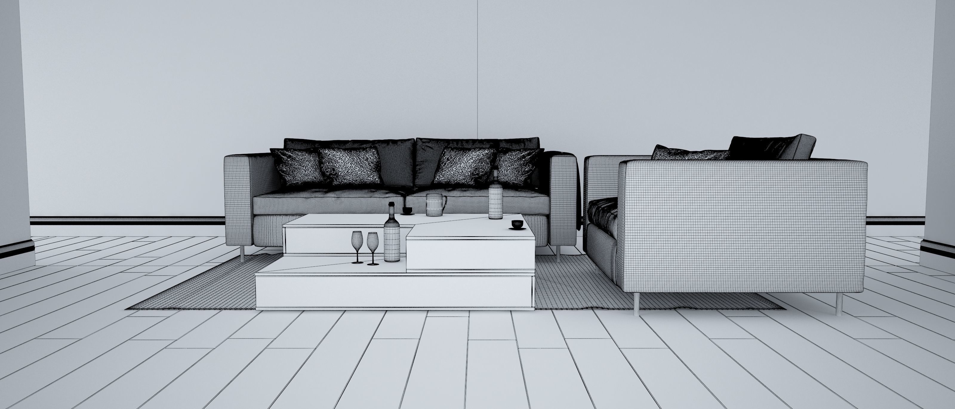 Sofa set - Interior Furniture 08 3D model_1