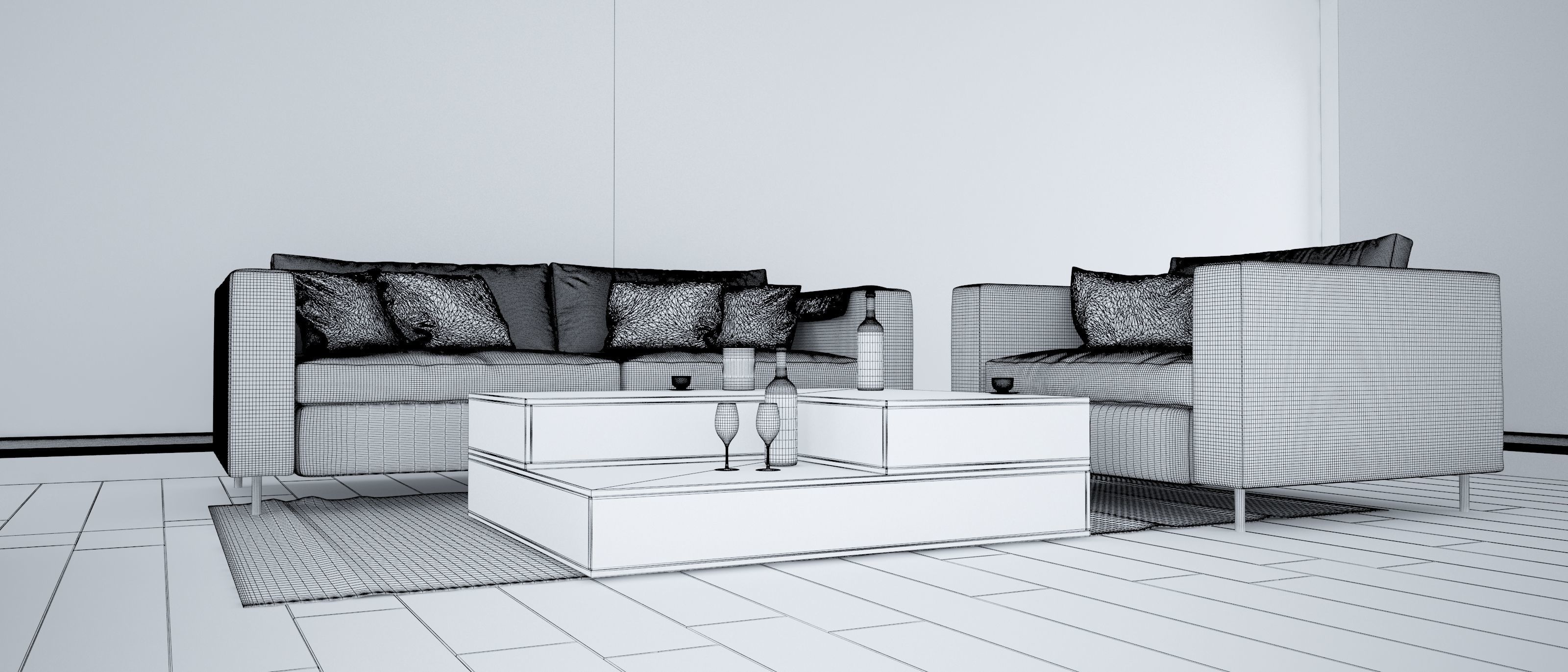Sofa set - Interior Furniture 08 3D model_3