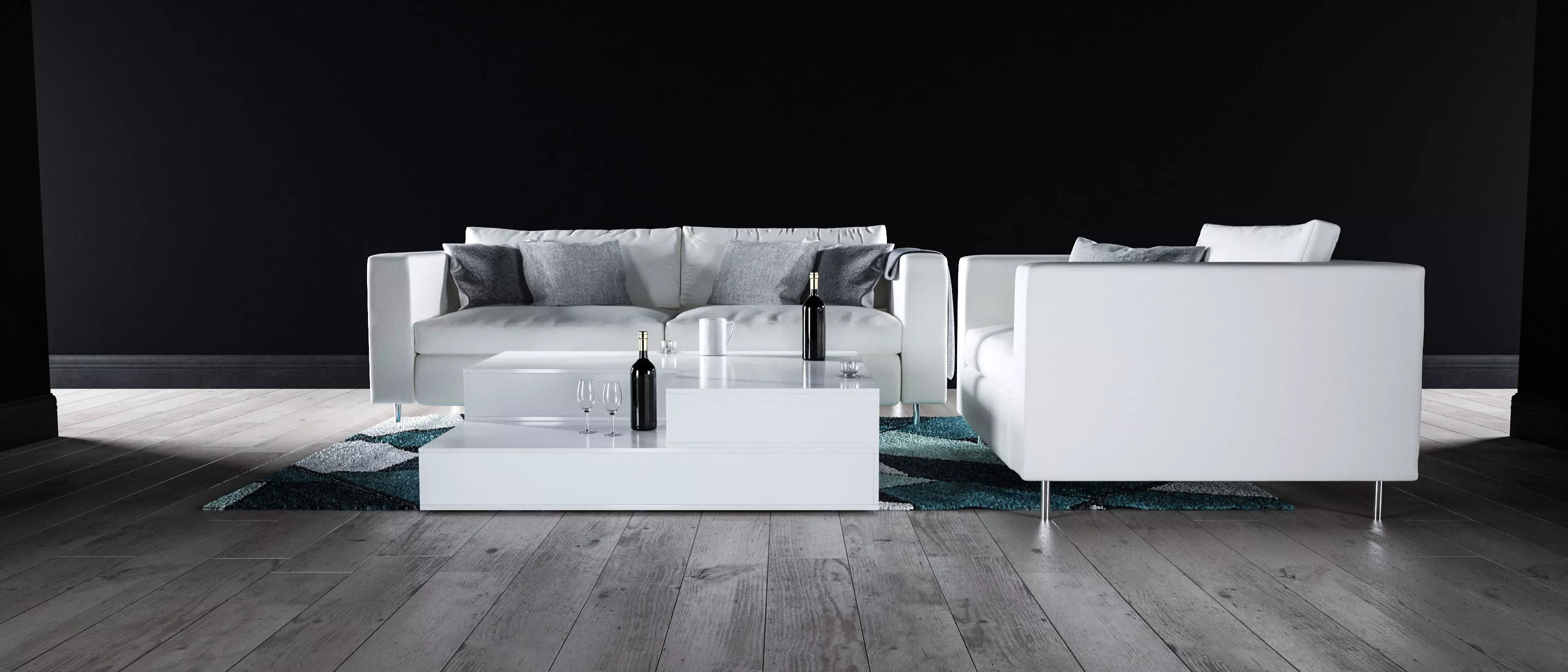 Sofa set - Interior Furniture 08 3D model_0