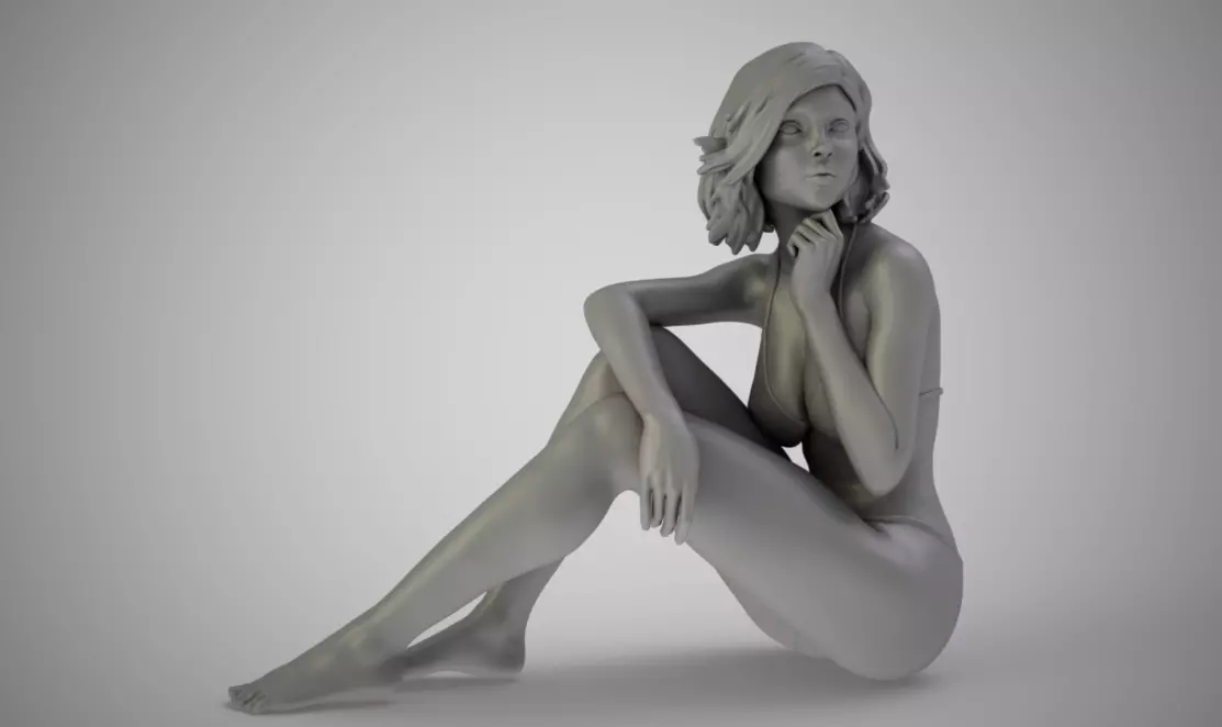 Woman on Sandy Shore 3D print model