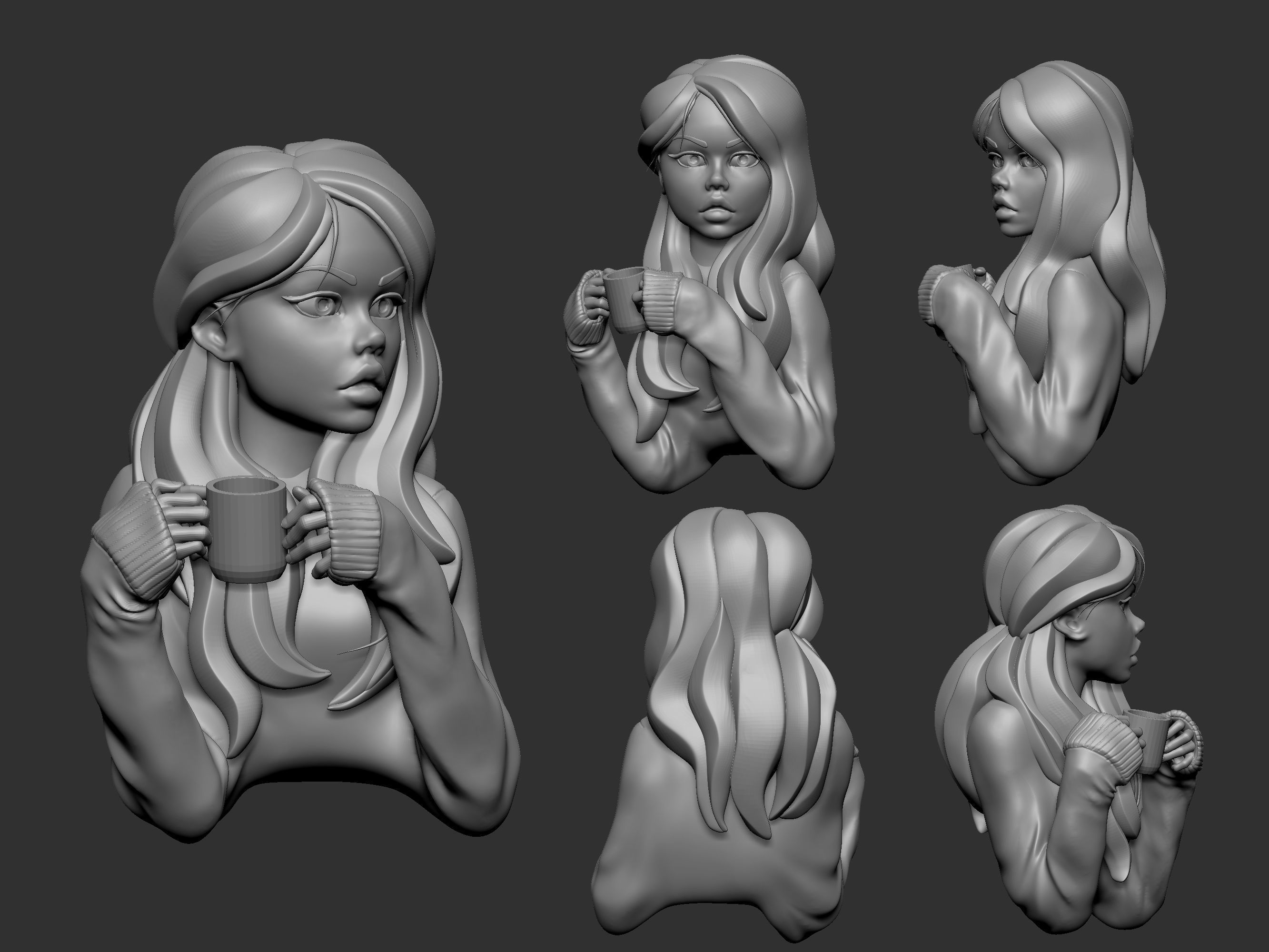 Girl drinking water 3D print model_3