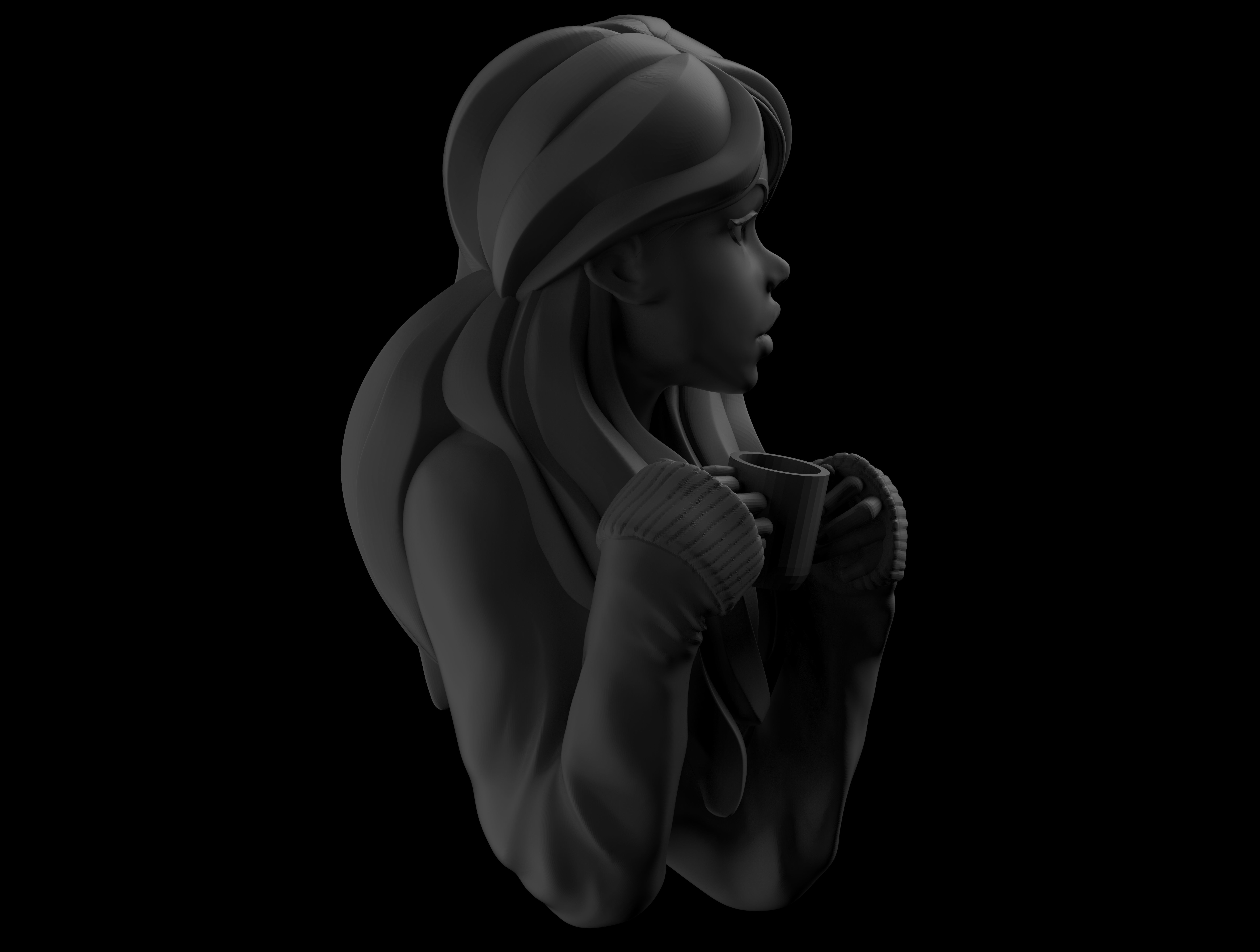 Girl drinking water 3D print model_2