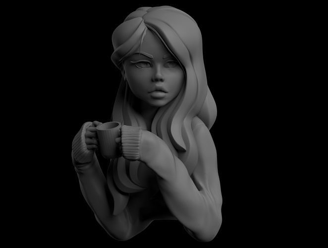Girl drinking water 3D print model