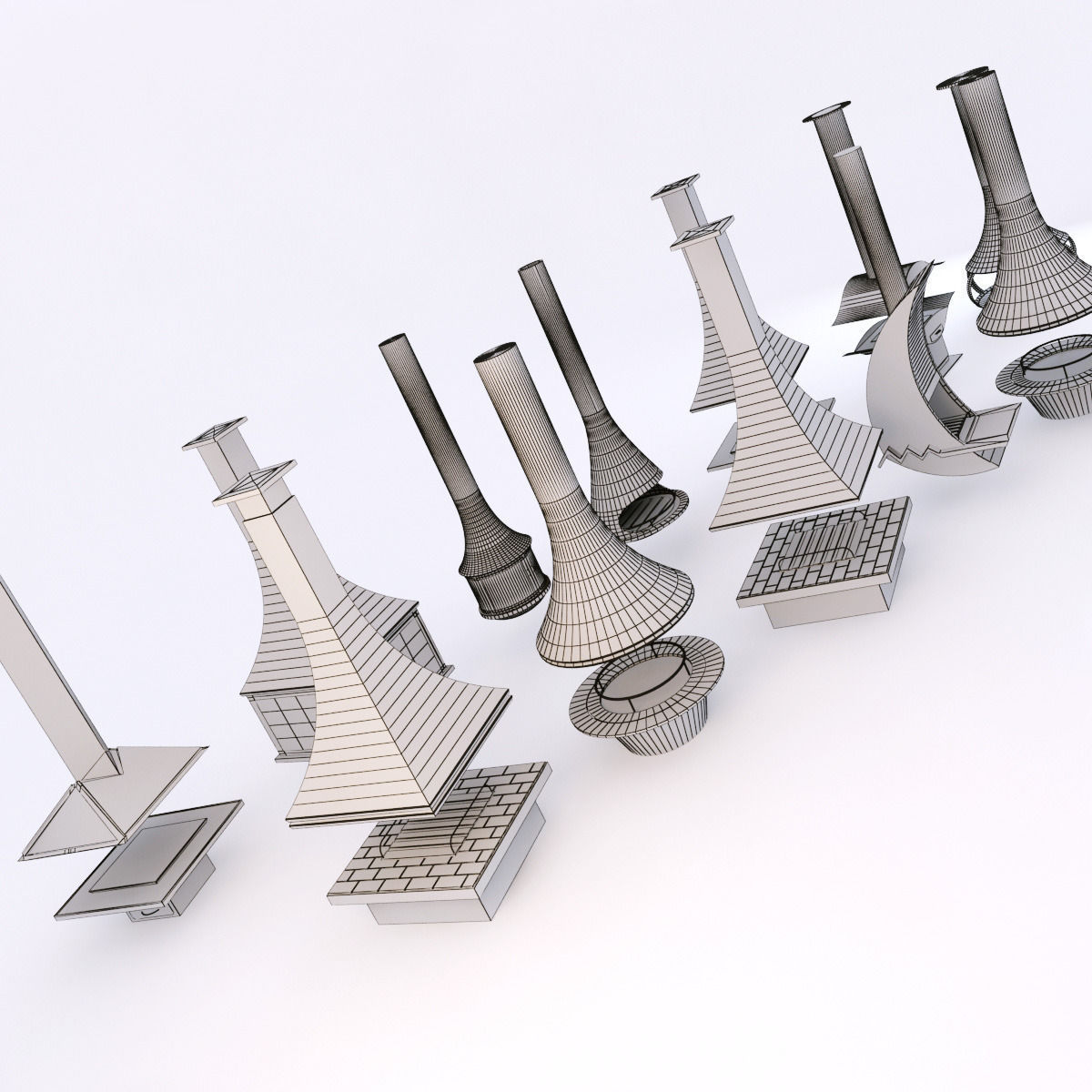 bordelet fireplace collection 3D model_2