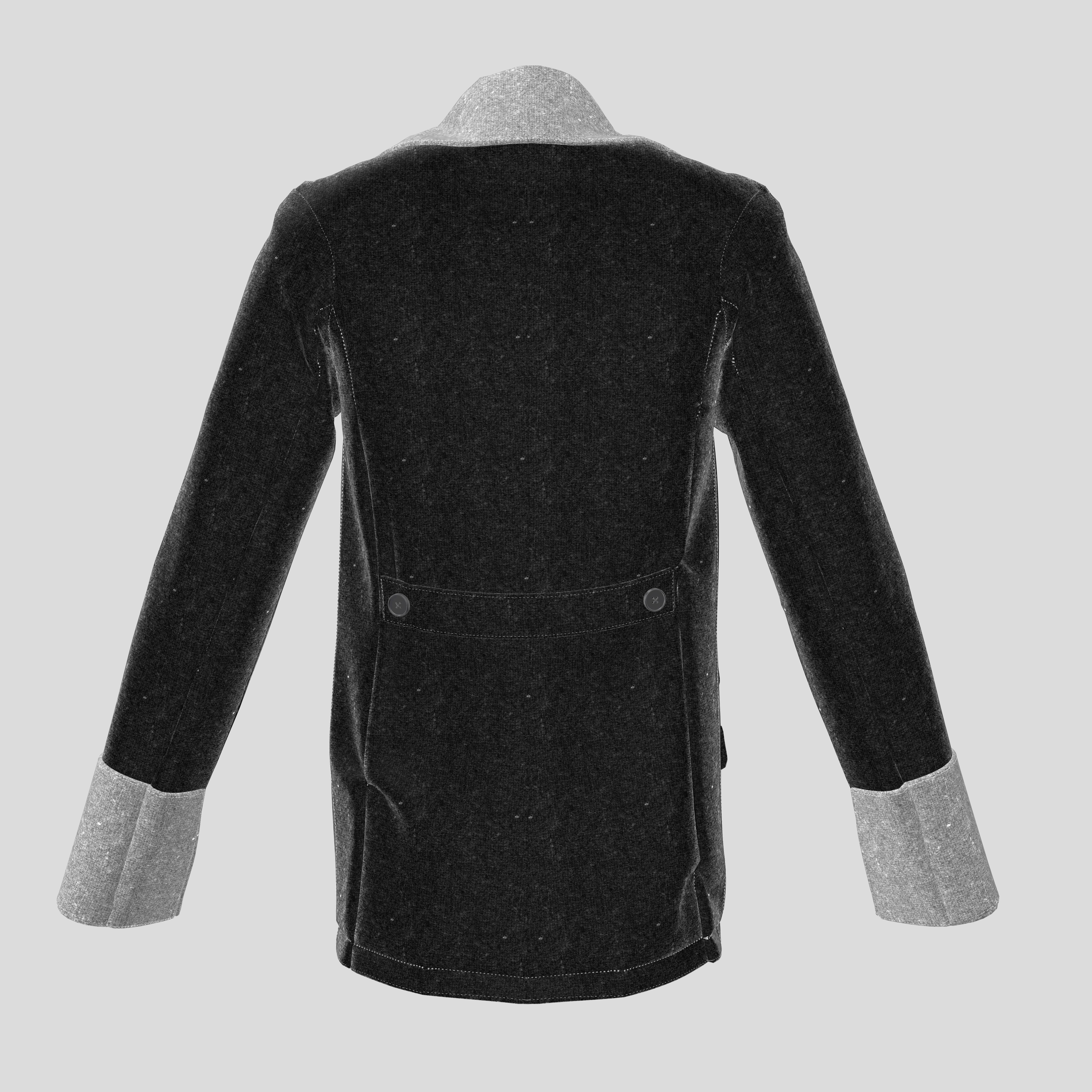 3D Men Double Breasted Jacket model 3D model_1