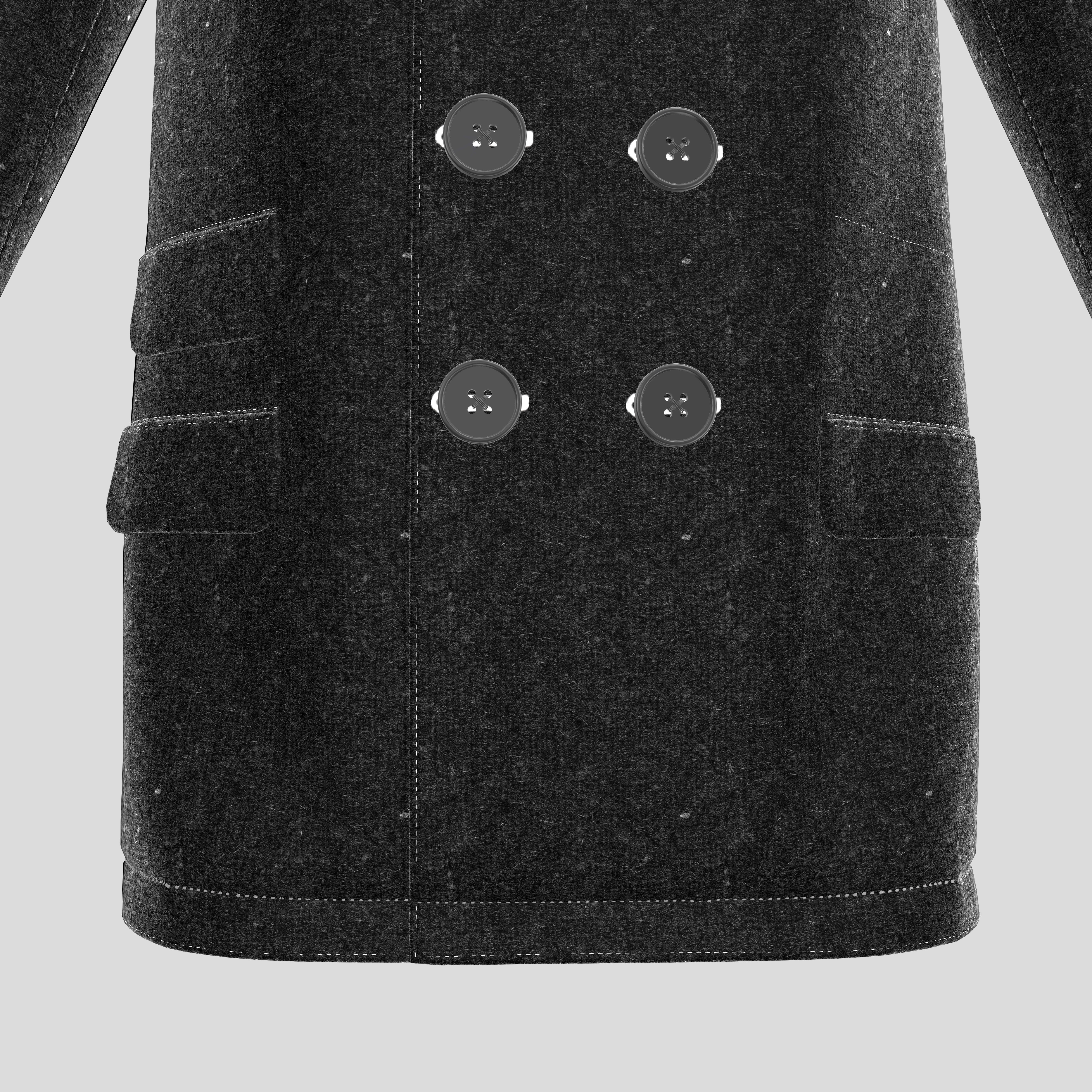 3D Men Double Breasted Jacket model 3D model_3