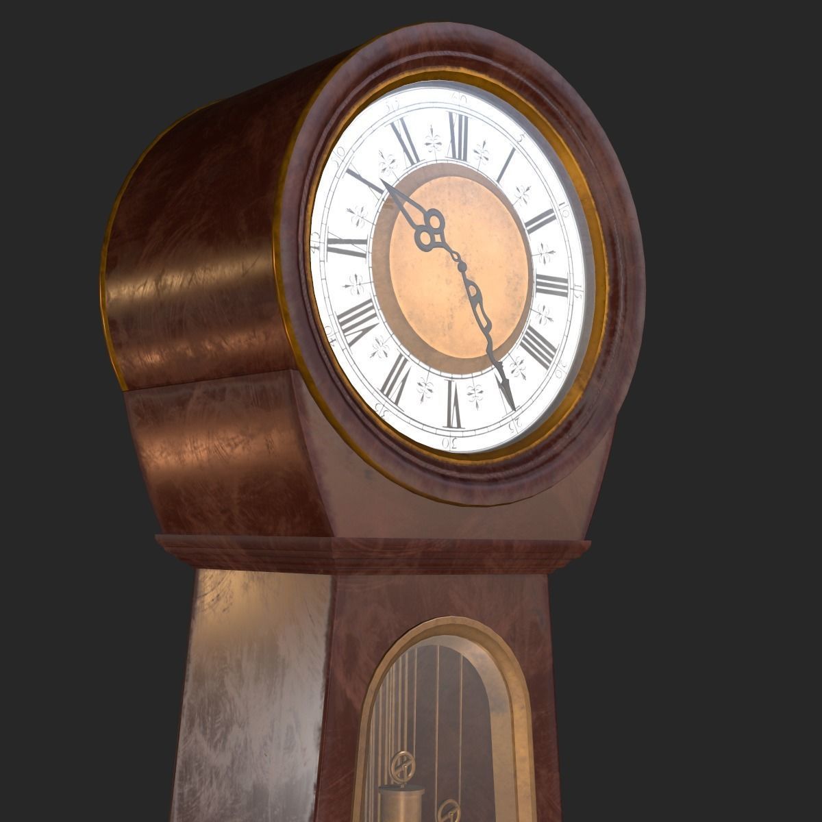 Classic Grandfather Clock PBR Low-poly 3D model_7