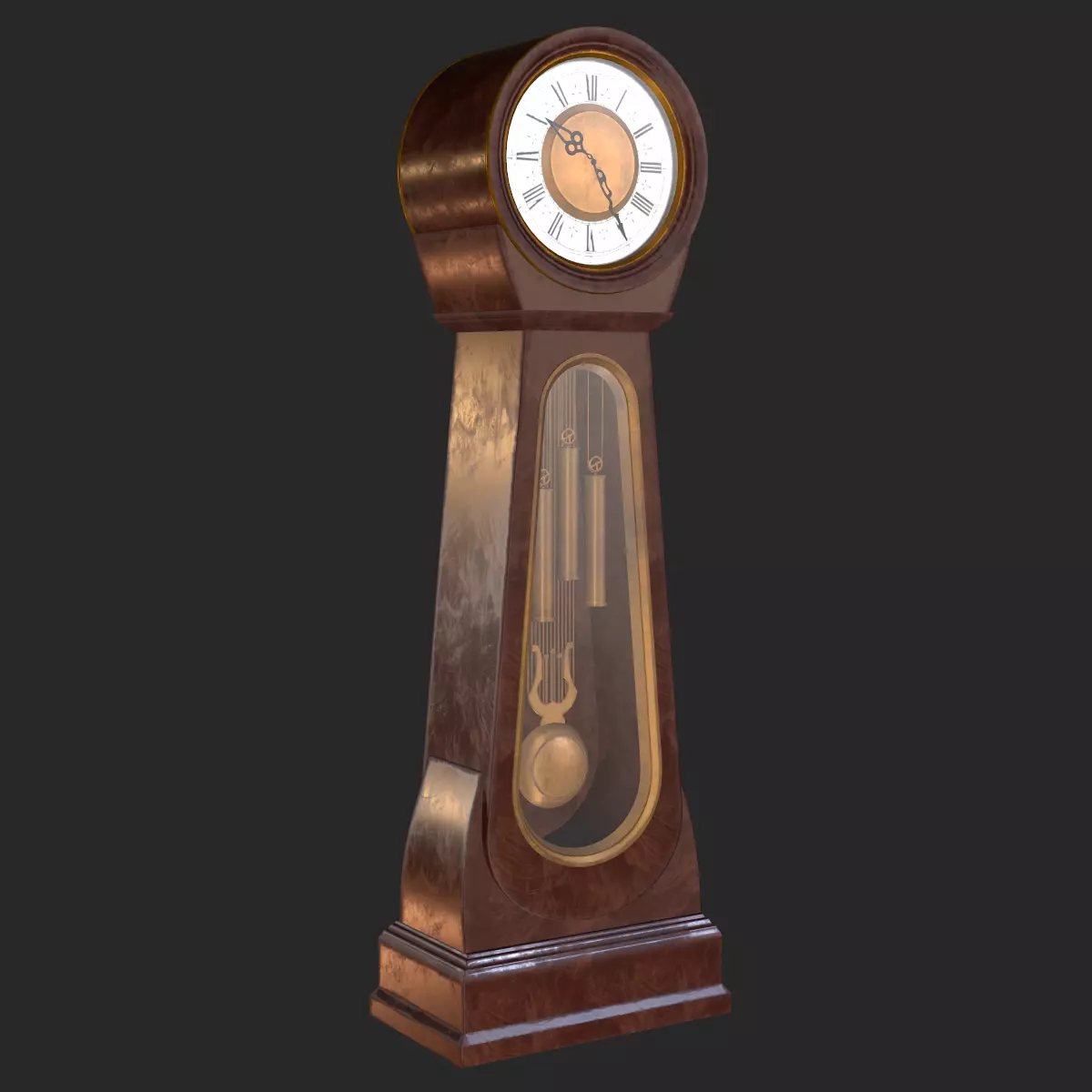Classic Grandfather Clock PBR Low-poly 3D model_0