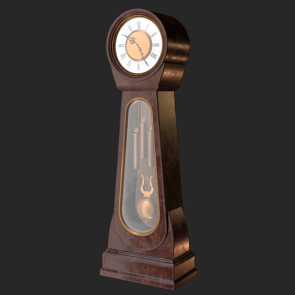Classic Grandfather Clock PBR Low-poly 3D model_10