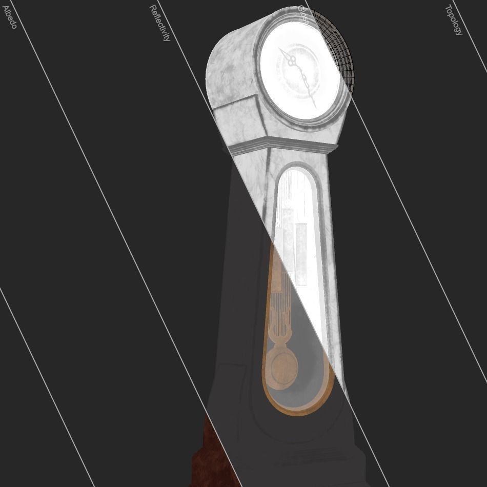 Classic Grandfather Clock PBR Low-poly 3D model_22