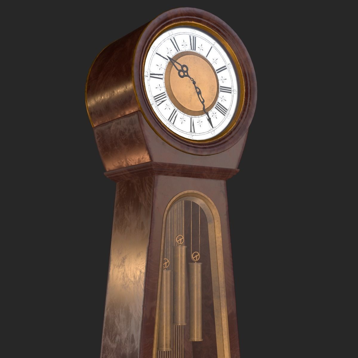 Classic Grandfather Clock PBR Low-poly 3D model_16