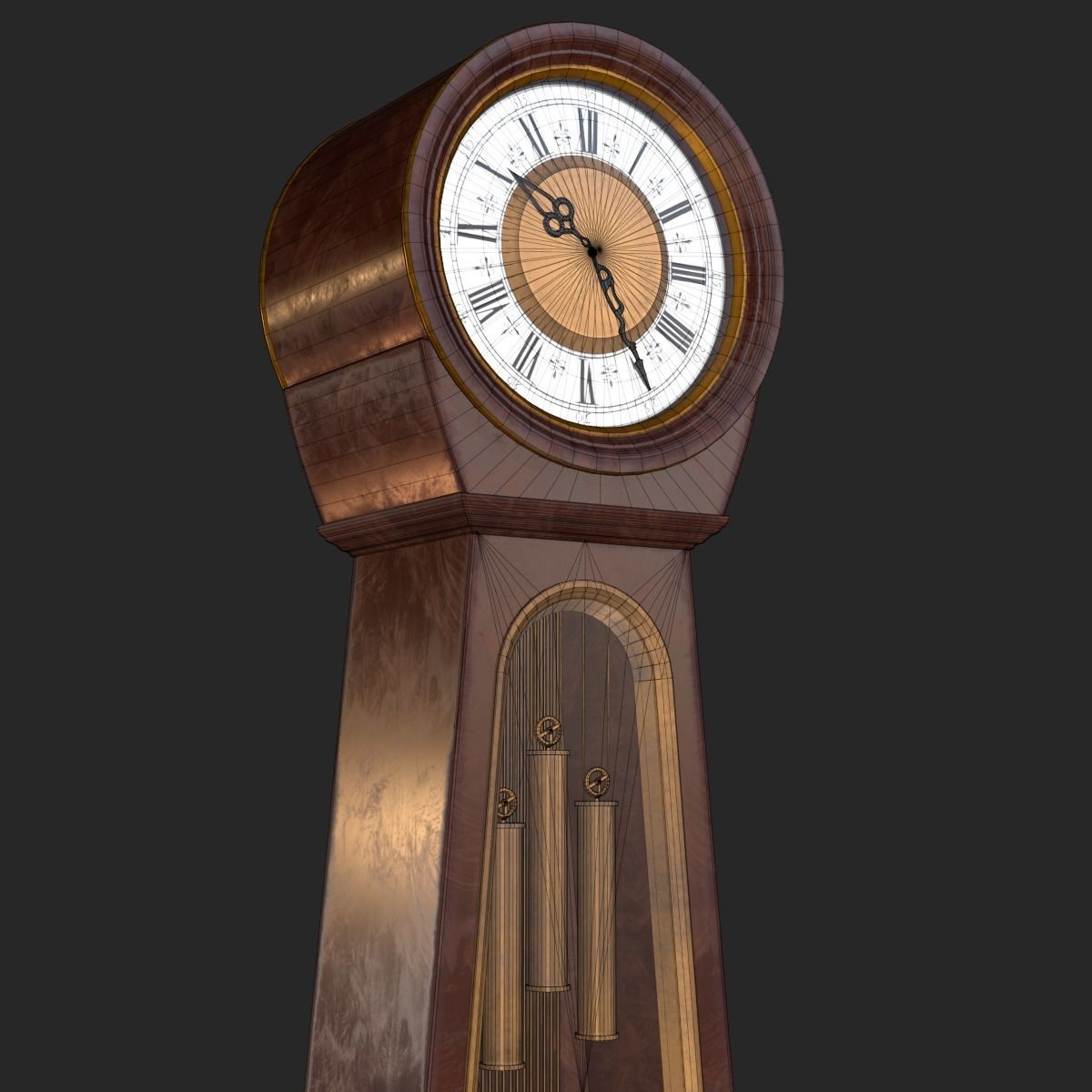 Classic Grandfather Clock PBR Low-poly 3D model_18