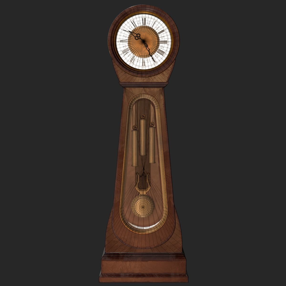 Classic Grandfather Clock PBR Low-poly 3D model_15