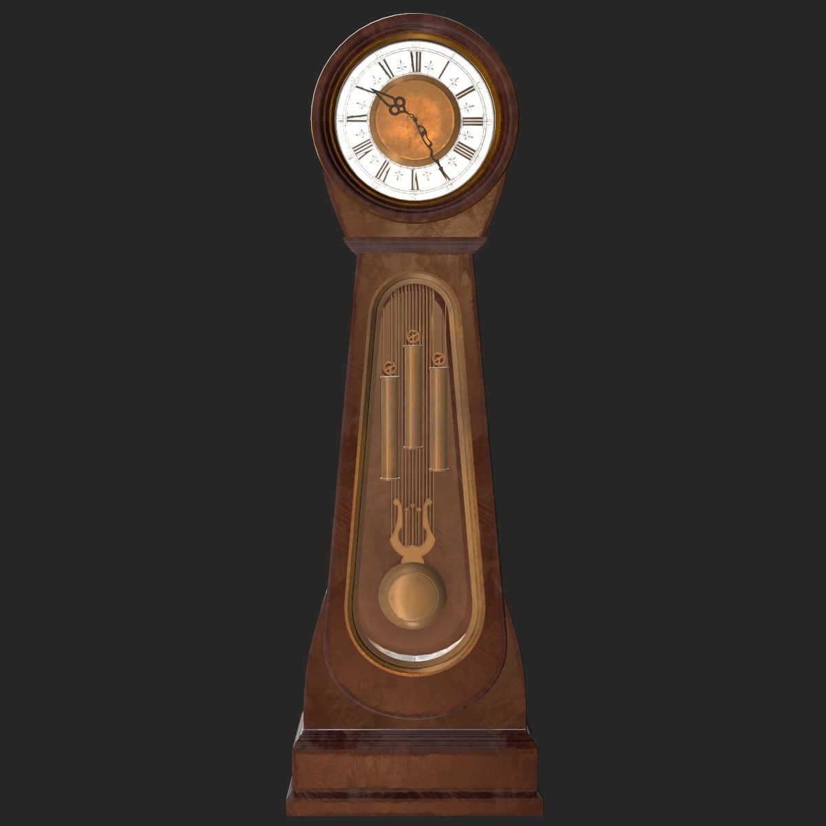 Classic Grandfather Clock PBR Low-poly 3D model_13